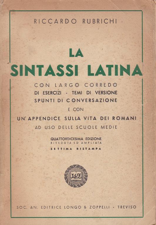 sintassi latina - Riccardo Rubrichi - copertina