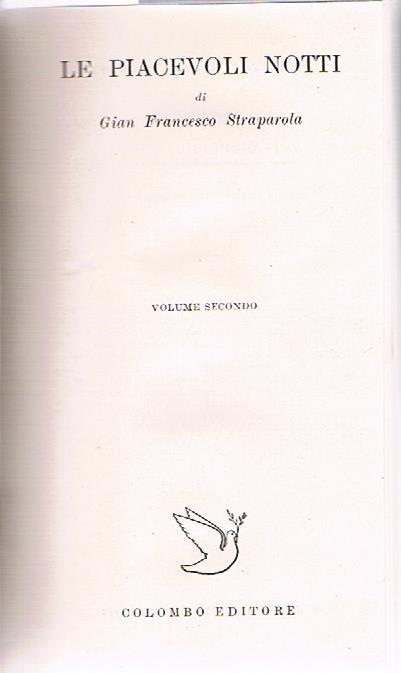 piacevoli notti. Volume secondo - copertina