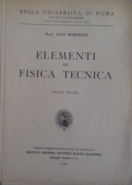 Elementi di Fisica Tecnica - Ugo Bordoni - copertina