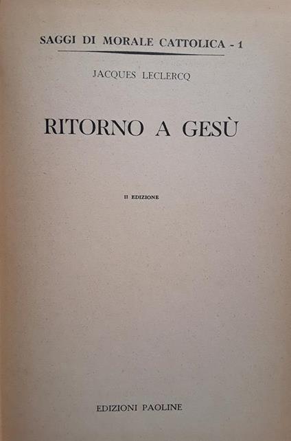 Ritorno a Gesù - Jacques Leclercq - copertina