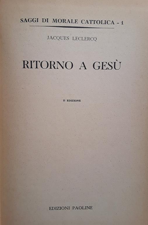 Ritorno a Gesù - Jacques Leclercq - copertina