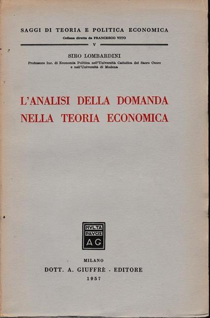 analisi della domanda nella teoria economica - Siro Lombardini - copertina