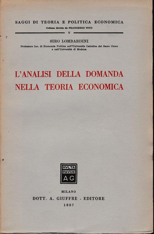 analisi della domanda nella teoria economica - Siro Lombardini - copertina