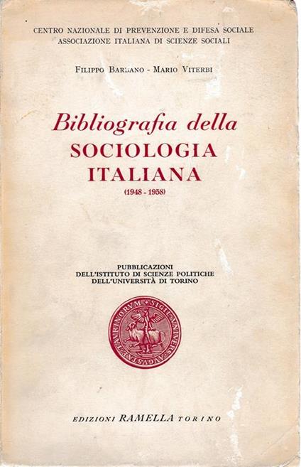Bibliografia della sociologia italiana (1948-1958) - Filippo Barbano - copertina