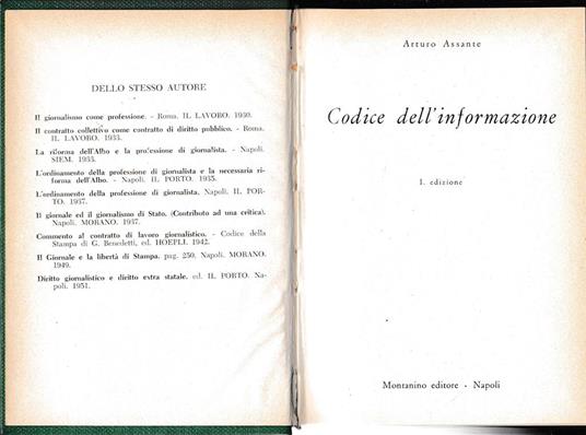 Codice dell'informazione - Arturo Assante - copertina