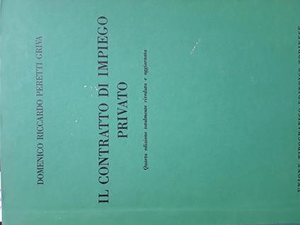 contratto di impiego privato - Domenico Riccardo Peretti Griva - copertina