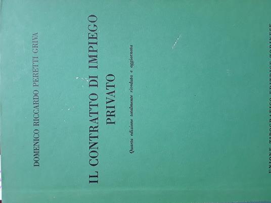 contratto di impiego privato - Domenico Riccardo Peretti Griva - copertina
