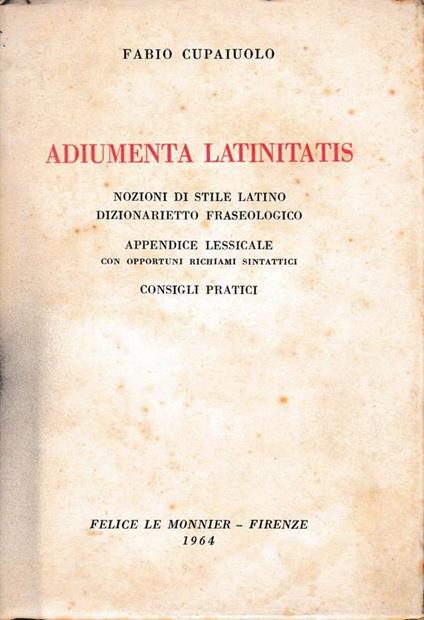 Adiumenta latinitatis - Fabio Cupaiolo - copertina