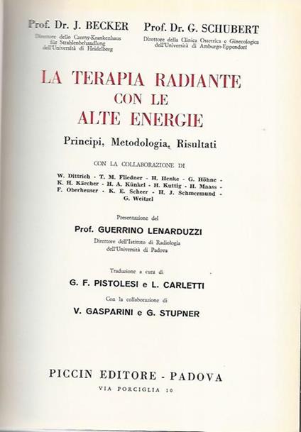 terapia radiante con le alte energie - Joseph Becker - copertina