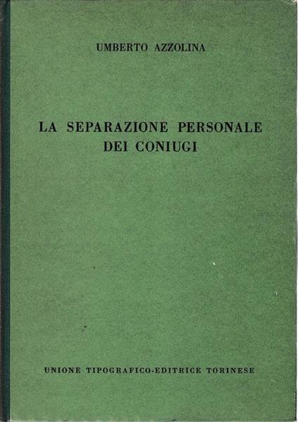 separazione personale dei coniugi - Umberto Azzolina - copertina