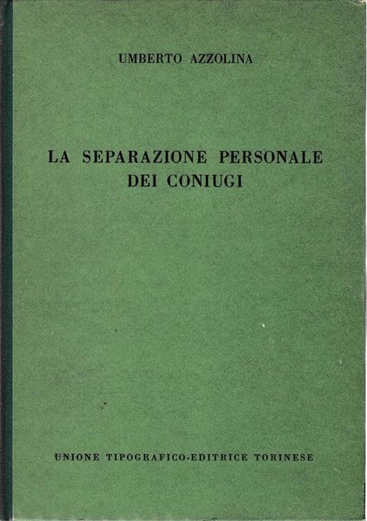separazione personale dei coniugi - Umberto Azzolina - copertina