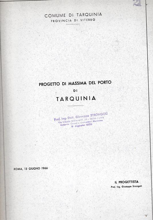 Progetto di massima del porto di Tarquinia - copertina