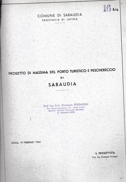 Progetto di massima del porto turistico e peschereccio di Sabaudia - copertina