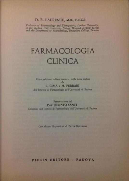 Farmacologia clinica - D. R. Laurence - copertina
