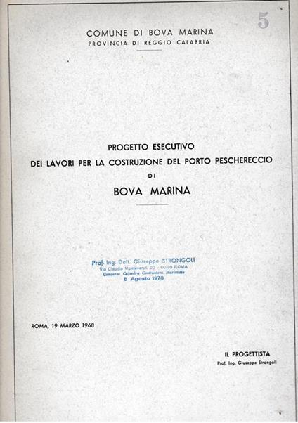 Progetto esecutivo dei lavori per la costruzione del porto peschereccio di Bova Marina - copertina