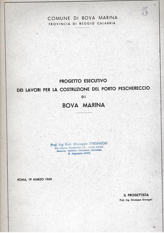 Progetto esecutivo dei lavori per la costruzione del porto peschereccio di Bova Marina - copertina