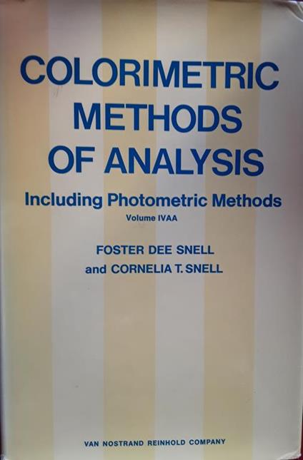 Colorimetric methods of analysis. Volume IV AA - copertina