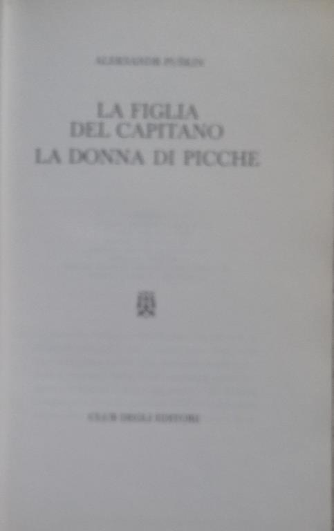 Figlia del Capitano - La donna di Picche - Aleksandr Puskin - copertina