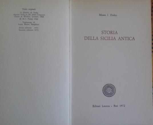 Storia della Sicilia antica - Moses I. Finley - copertina