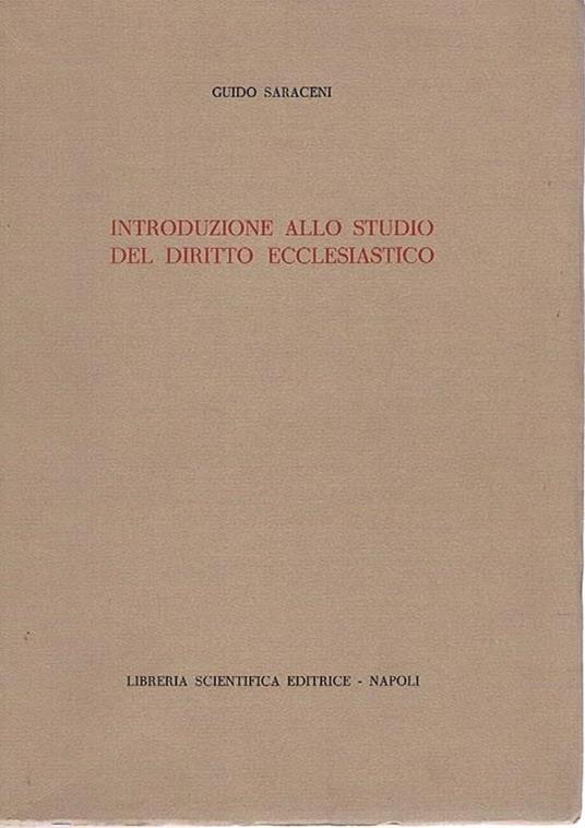 Introduzione allo studio del diritto ecclesiastico - Guido Saraceni - copertina