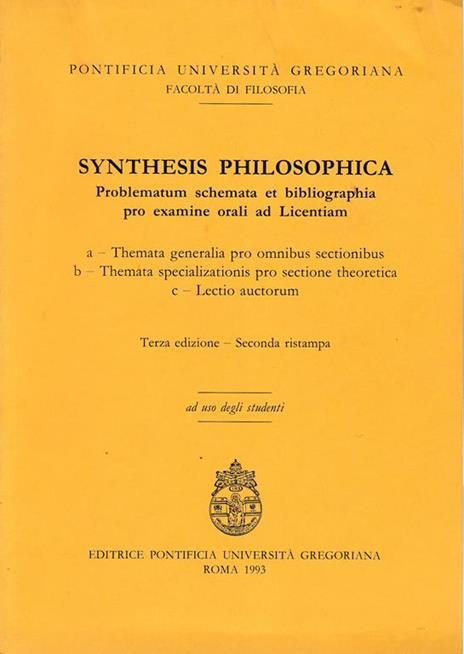 Synthesis philosophica - copertina