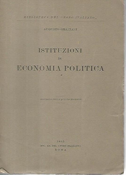 Istituzioni di economia politica - Augusto Graziani - copertina