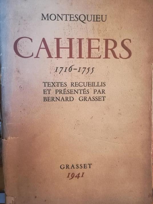 Cahiers. 1716-1755 - Charles L. de Montesquieu - copertina