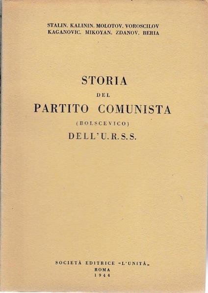 Storia del Partito Comunista (bolscevico) dell'U.R.S.S - copertina