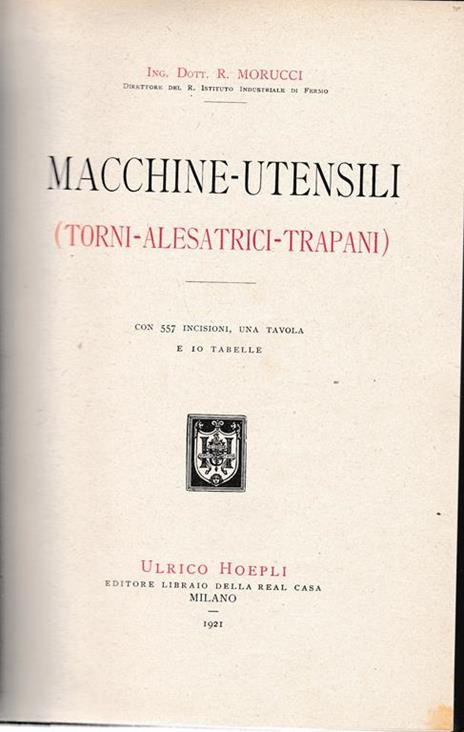 Macchine-Utensili (Torni-Alesatrici-Trapani) - R. Morucci - copertina