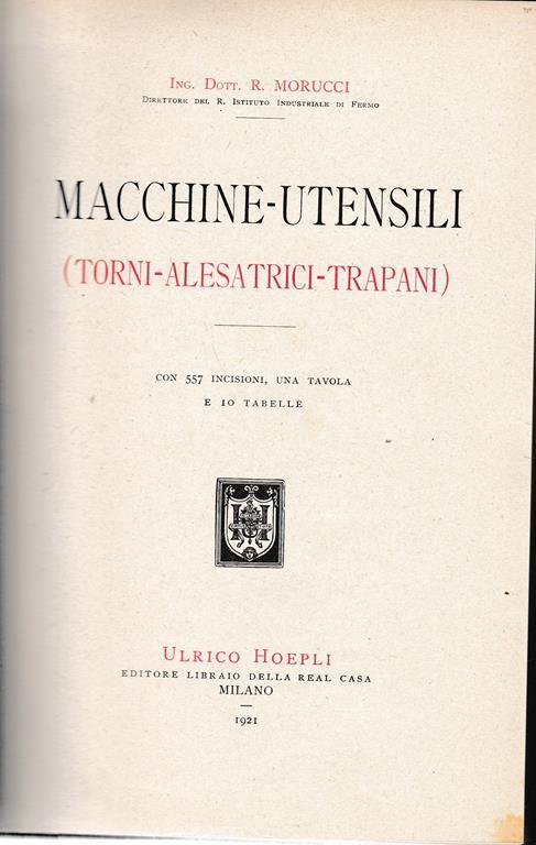 Macchine-Utensili (Torni-Alesatrici-Trapani) - R. Morucci - copertina