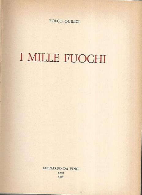 I mille fuochi - Folco Quilici - copertina
