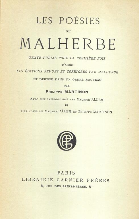 Les poésies de Malherbe - François de Malherbe - copertina