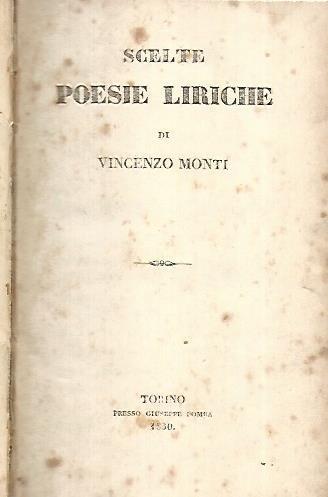 Scelte poesie liriche - Vincenzo Monti - copertina