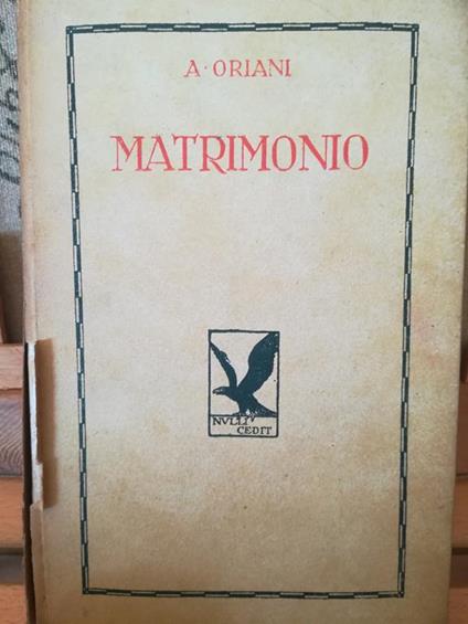 Matrimonio - Alfredo Oriani - copertina