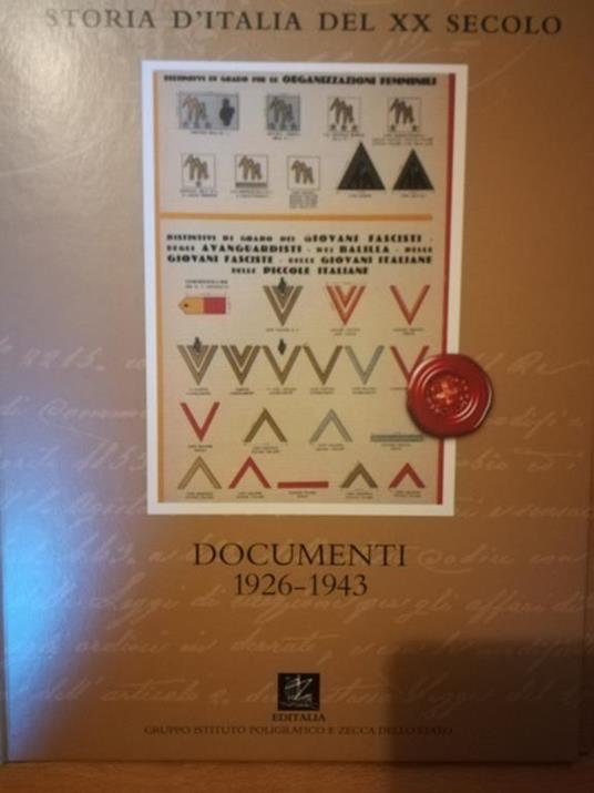 Storia d'Italia del XX secolo. Documenti 1926-1943 - copertina