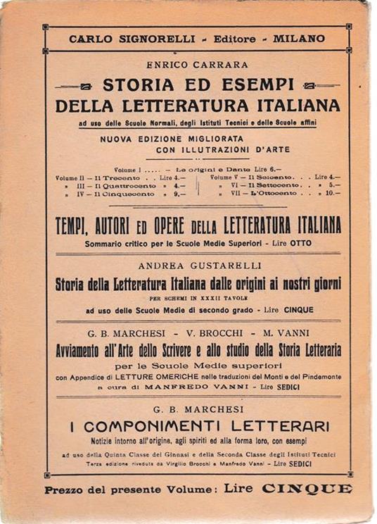 Storia ed esempi della letteratura italiana. Il Settecento vol. VI° - Enrico Carrara - 2