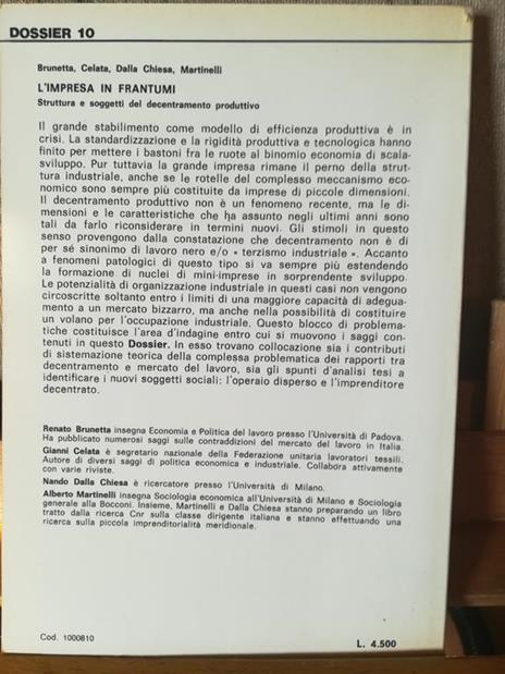 L' impresa in frantumi. Struttura e soggetti del decentramento produttivo - 2