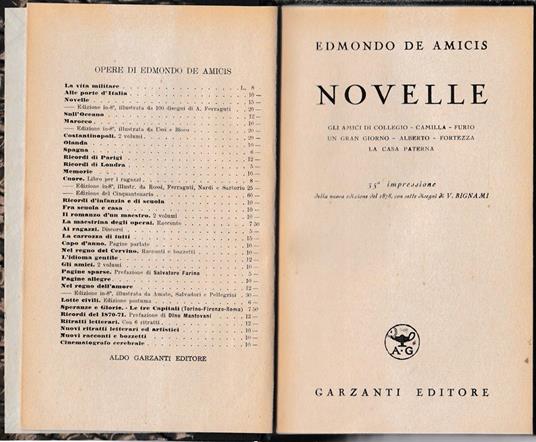Novelle - Edmondo De Amicis - copertina