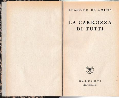 La carrozza di tutti - Edmondo De Amicis - copertina