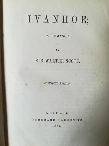 Ivanhoe. A Romance - Walter Scott - copertina