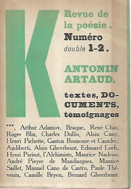 Revue de la poesie. Numero double 1-2 - Antonin Artaud - copertina