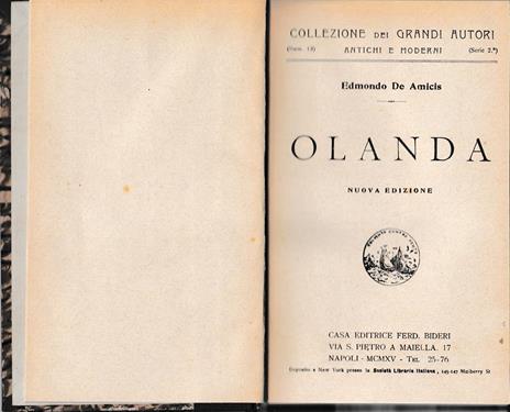 Olanda - Edmondo De Amicis - copertina