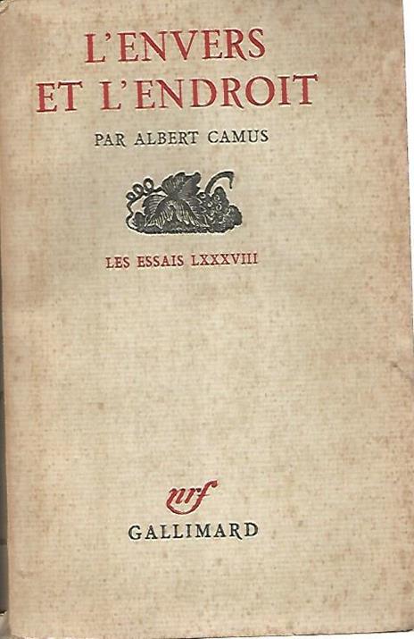 L' envers et l'endroit - Albert Camus - copertina