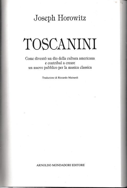 Toscanini - Joseph Horowitz - copertina