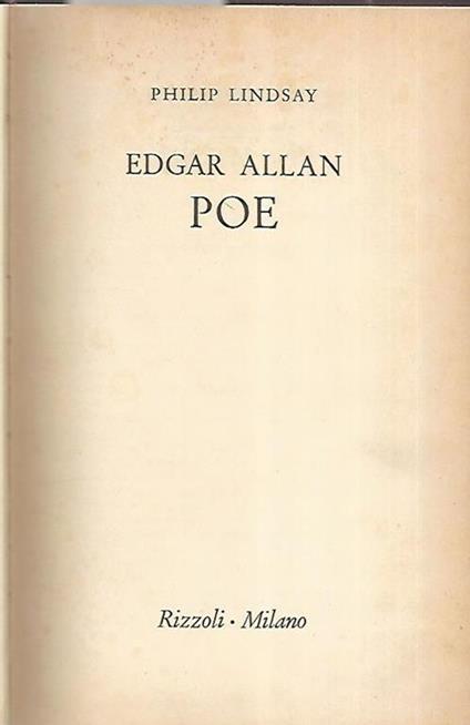 Edgar Allan Poe - Philip Lindsay - copertina