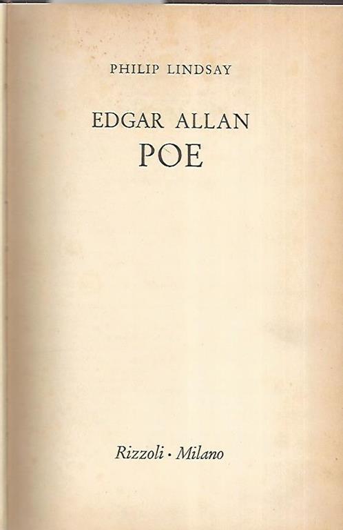 Edgar Allan Poe - Philip Lindsay - copertina