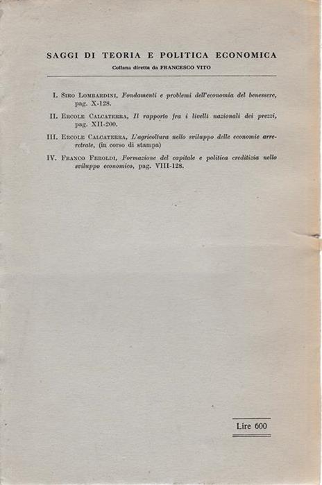 Formazione del capitale e politica creditizia nello sviluppo economico - Franco Feroldi - 2