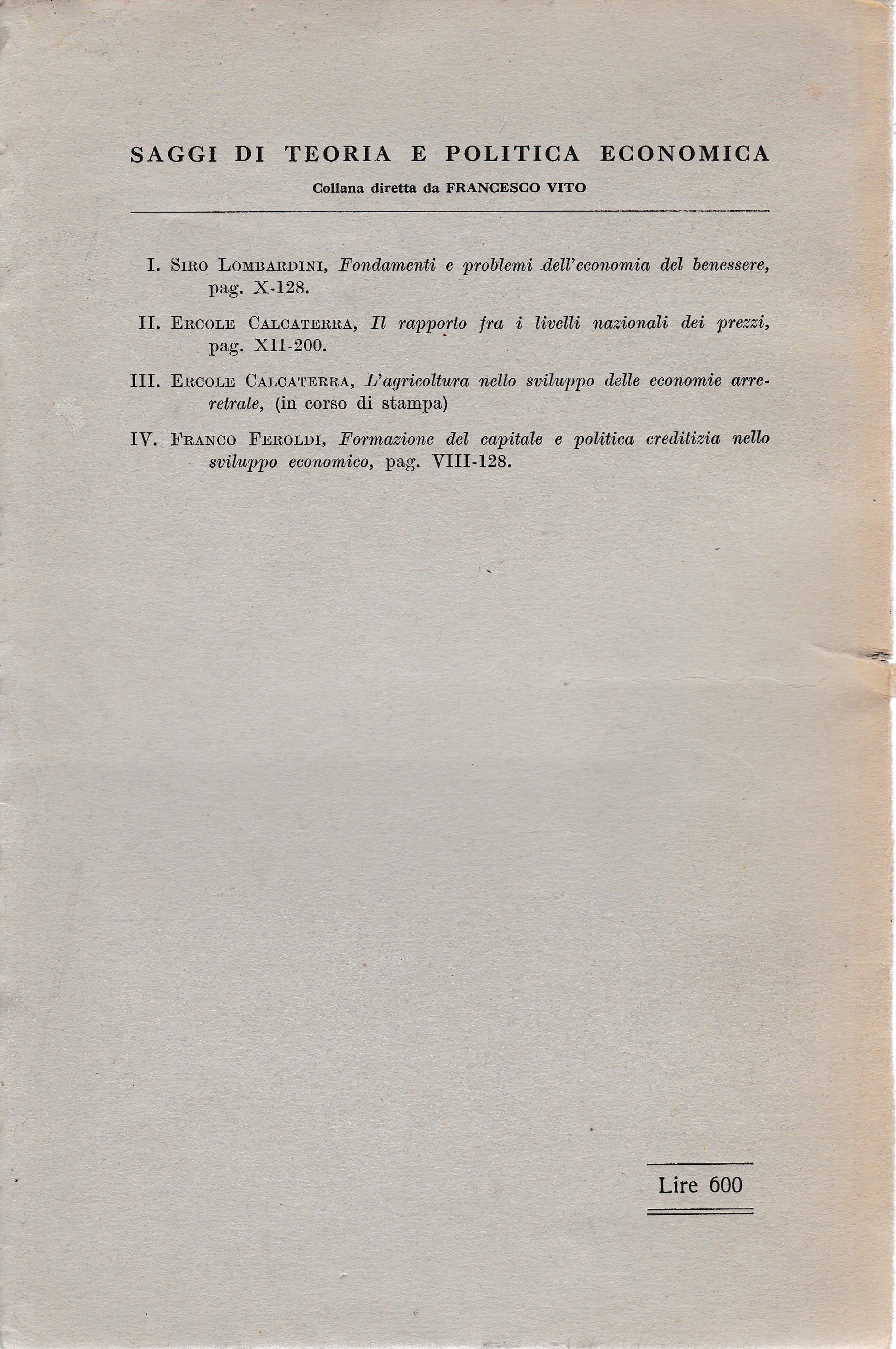 Formazione del capitale e politica creditizia nello sviluppo economico