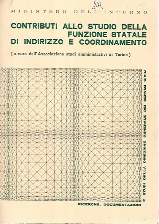 Contributi allo studio della funzione statale di indirizzo e coordinamento - copertina