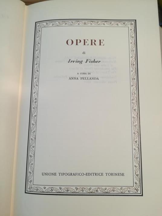 Opere - Irving Fisher - copertina